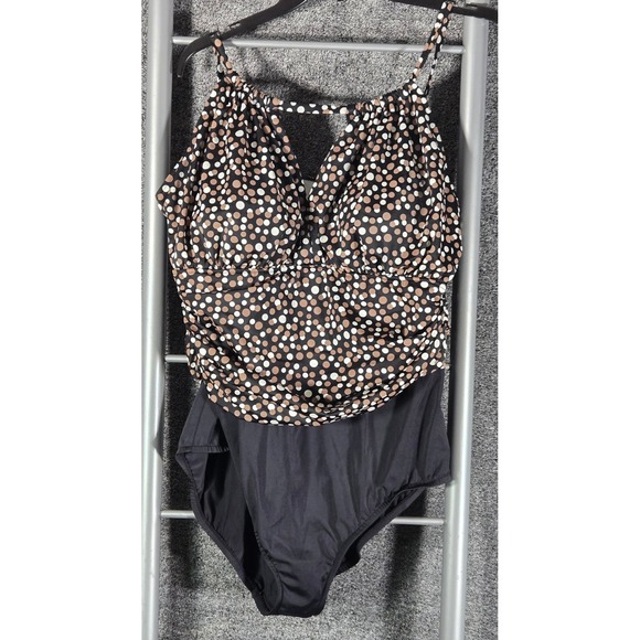 Suddenly Slim by Catalina Other - Suddenly Slim by Catalina Womens Plus 2X Polka Dot Blouson One Piece Swimsuit